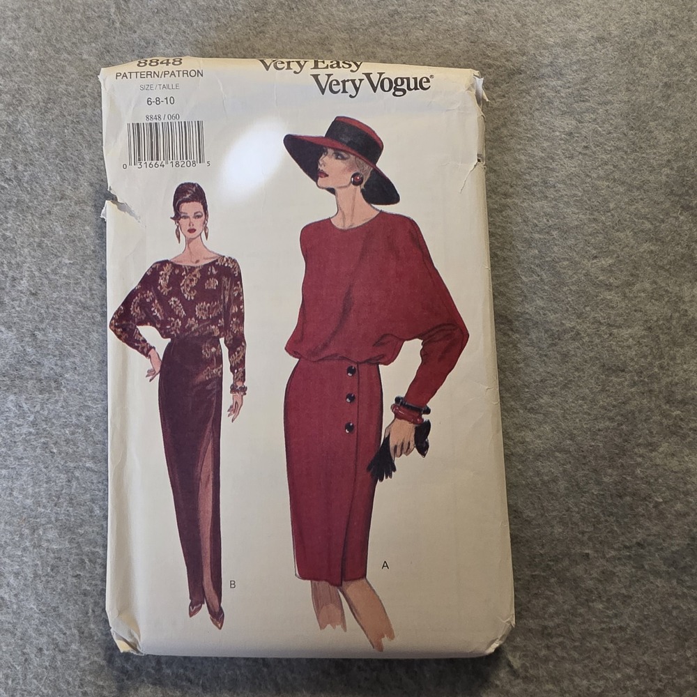 Vogue Patterns 8848 Easy Dress Sewing Pattern Size 6-8-10 Uncut 1980s